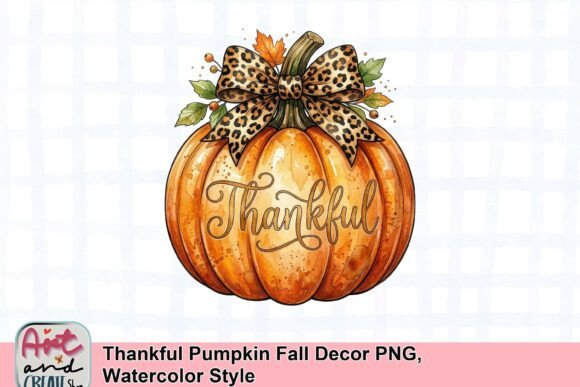 Download Thankful Pumpkin Fall Decor PNG, Watercolor Style - Decor Collection