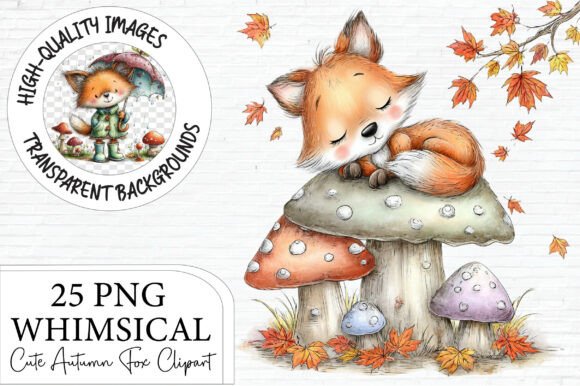 Download Cute Autumn Fox Clipart - Premium Bundle