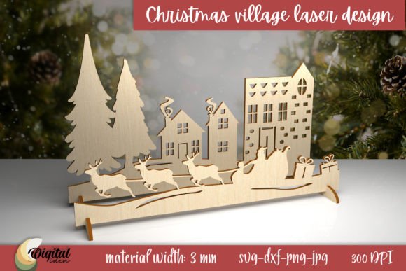 Download Christmas Village Laser Cut. 3D Decor - Decor Collection