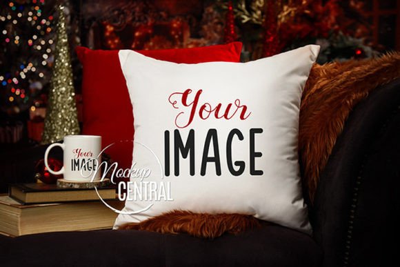 Download Cozy Christmas Decor Pillow Couch Mockup - Decor Collection