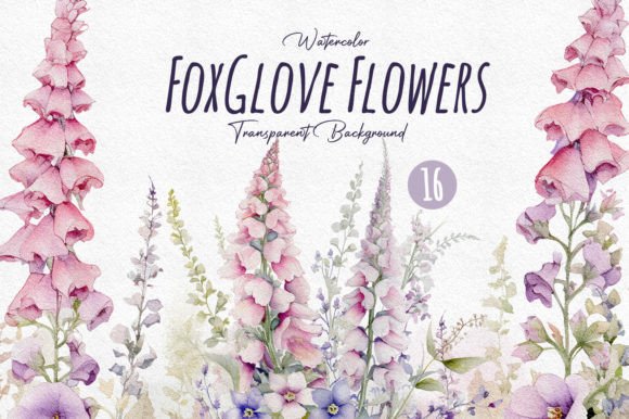 Download Watercolor Foxglove Wildflower Clipart - Fox Collection
