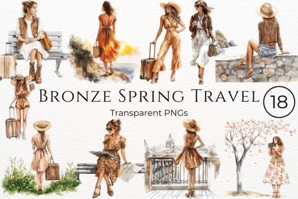 Download Bronze Spring Travel Watercolor Cliparts - Travel watercolor Collection