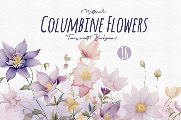 Download Watercolor Columbine WildFlower Clipart - Wildflower clipart Collection