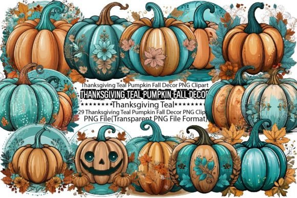 Download Thanksgiving Teal Pumpkin Fall Decor PNG - Decor Collection