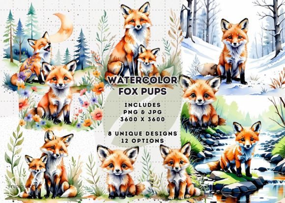 Download Watercolor Cute Baby Fox Clipart - Premium Resources