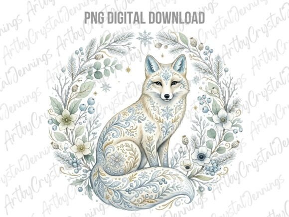 Download Winter Folk Art Fox Clipart PNG - Premium Resources