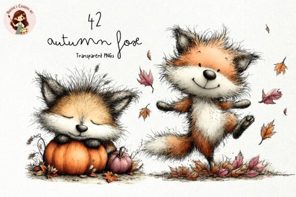 Download Cute Autumn Fox PNG Clipart - Premium Bundle